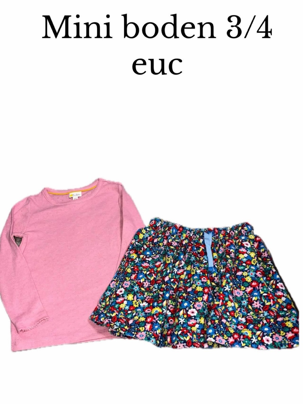 Mini boden 3/4 floral skirt & shirt set
